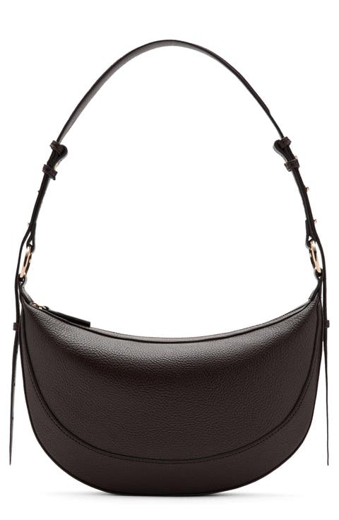 Oval Faux Leather Shoulder Bag