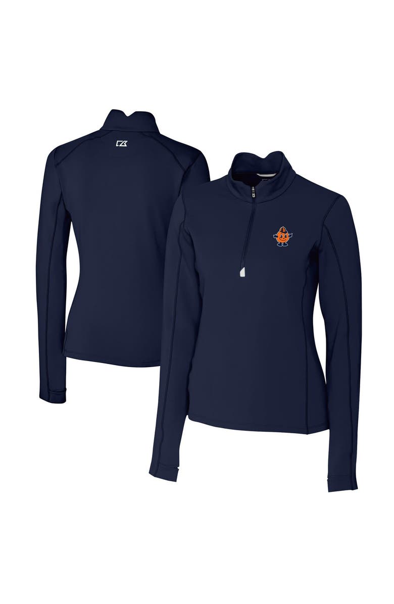 Cutter & Buck Women's Cutter & Buck Navy Syracuse Orange Vault DryTec Traverse Stretch Quarter-Zip Top, Main, color, 