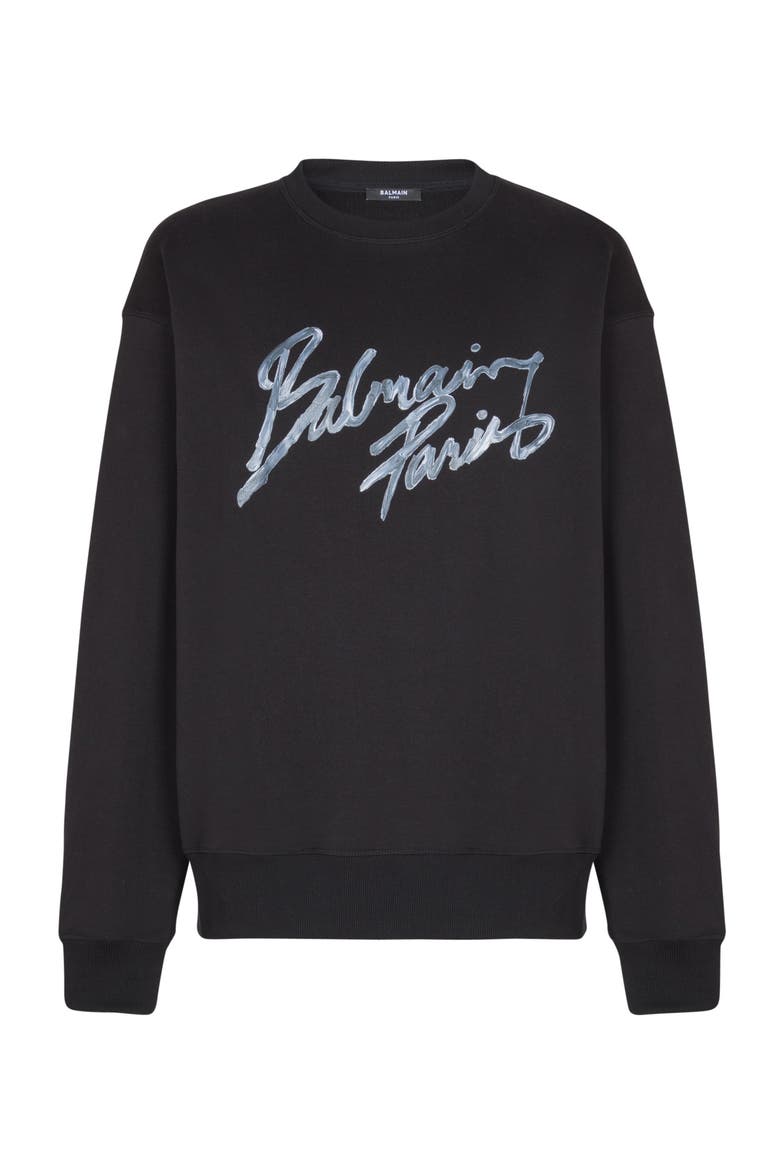 Printed cotton sweatshirt, Alternate, color, black