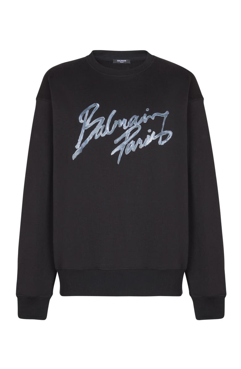 Balmain Printed cotton sweatshirt, Alternate, color, Black