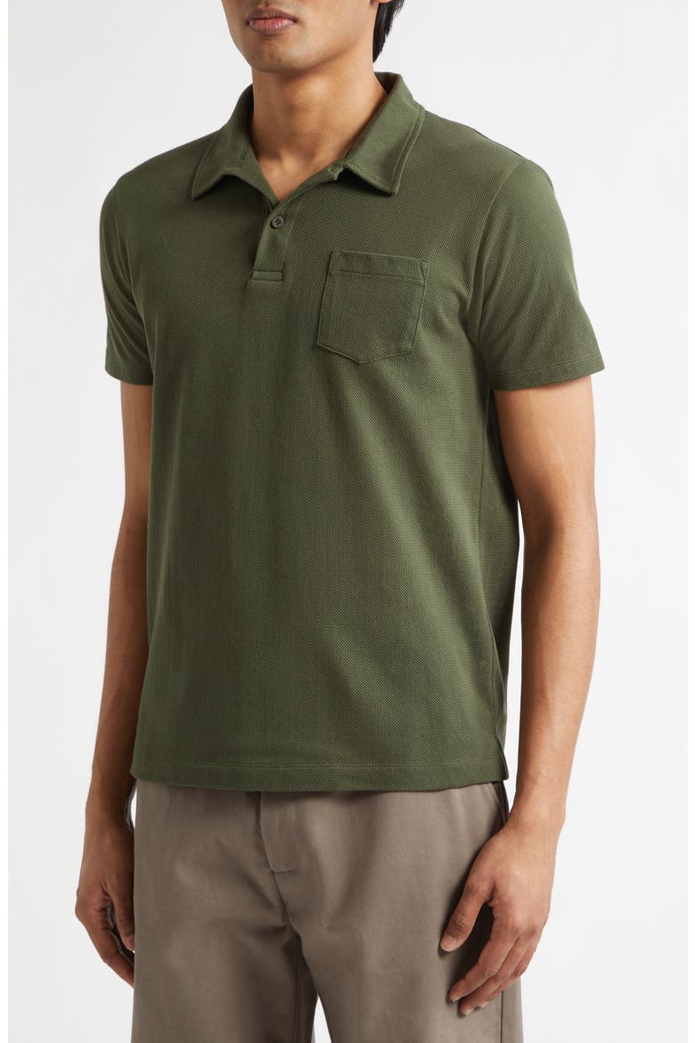 Riviera Cotton Piqué Polo, Alternate, color, DEEP OLIVE