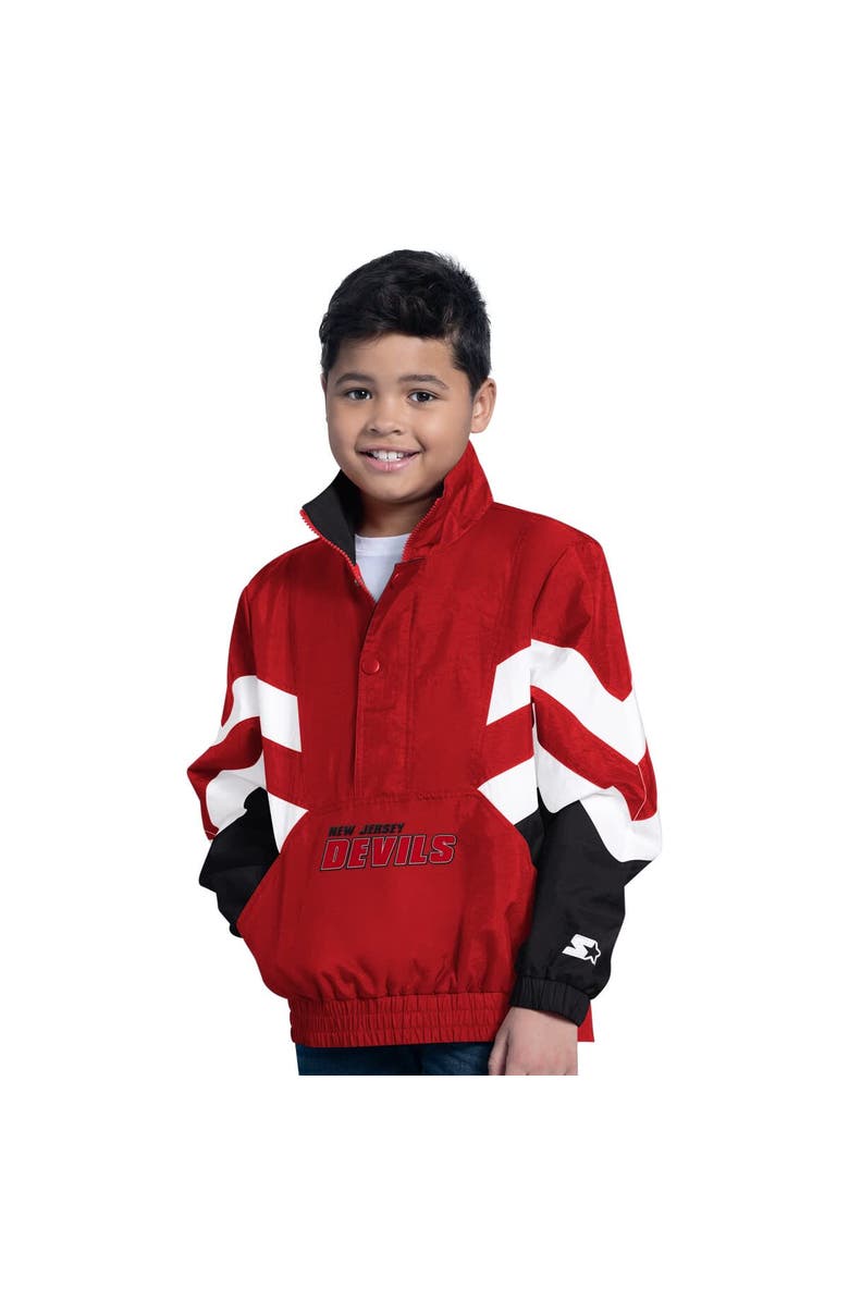 STARTER Youth Starter Red New Jersey Devils Prospect Half-Zip Pullover Top, Alternate, color, Red