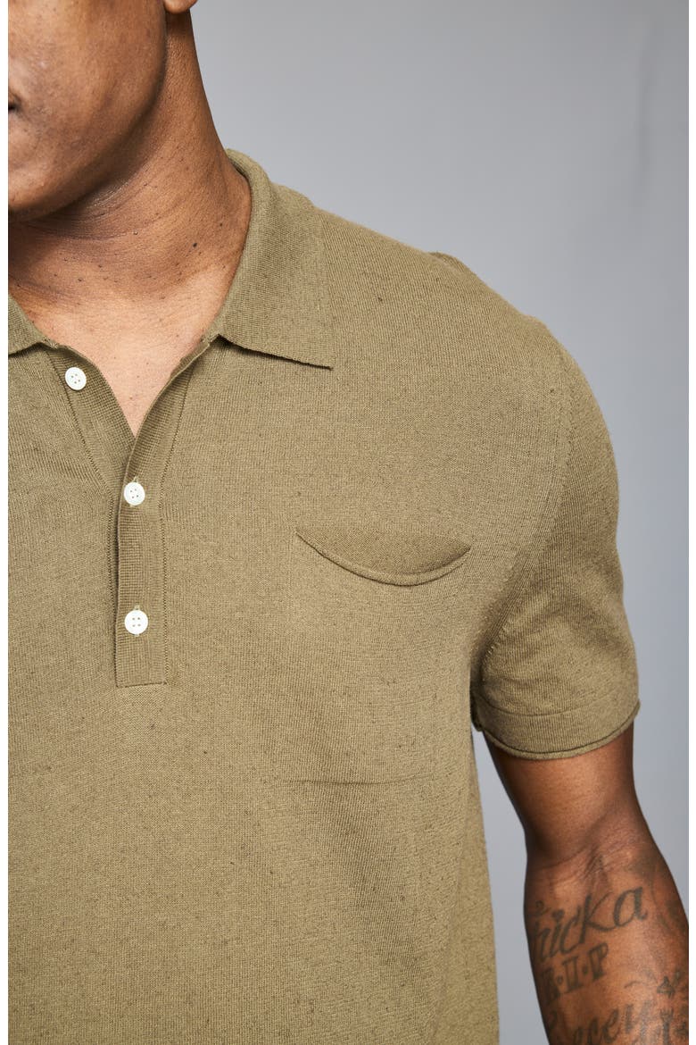 Cotton & Linen Blend Polo, Alternate, color, OLIVE