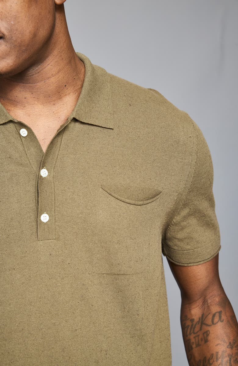 Billy Reid Cotton & Linen Blend Polo, Alternate, color, Olive