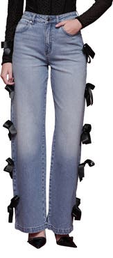 Avec Les Filles Bow Detail High Waist Jeans