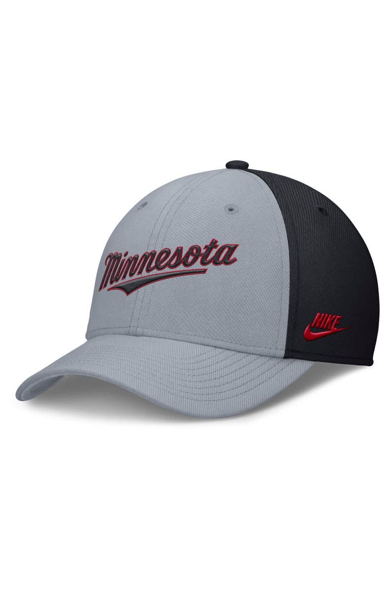 Nike Men's Nike Gray/Navy Minnesota Twins Rise Swoosh Performance Flex Hat, Main, color, Gray