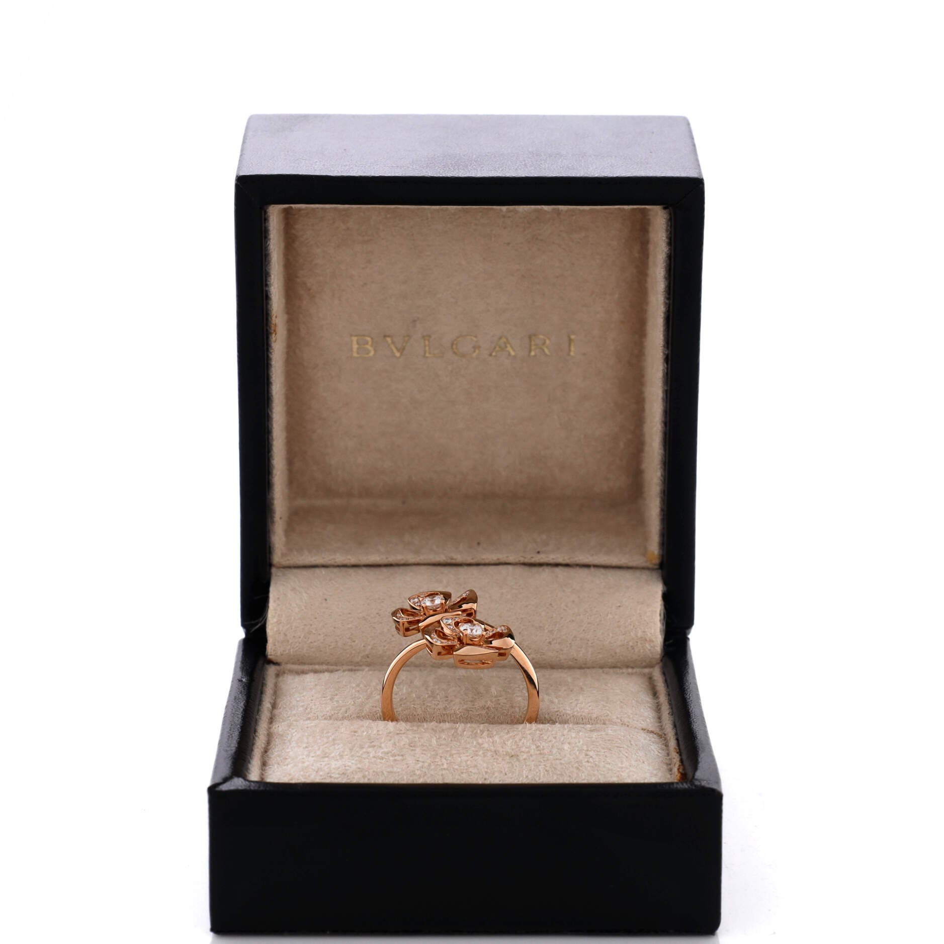 Fiorever Double Ring 18K Rose Gold and Diamonds, Alternate, color, Metallic Gold