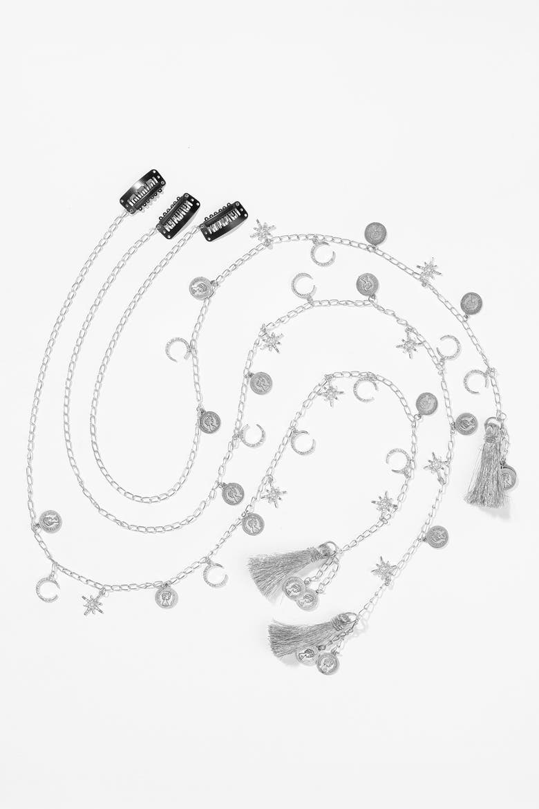 Starlit Tassel Braid Chain-silver, Alternate, color, Silver