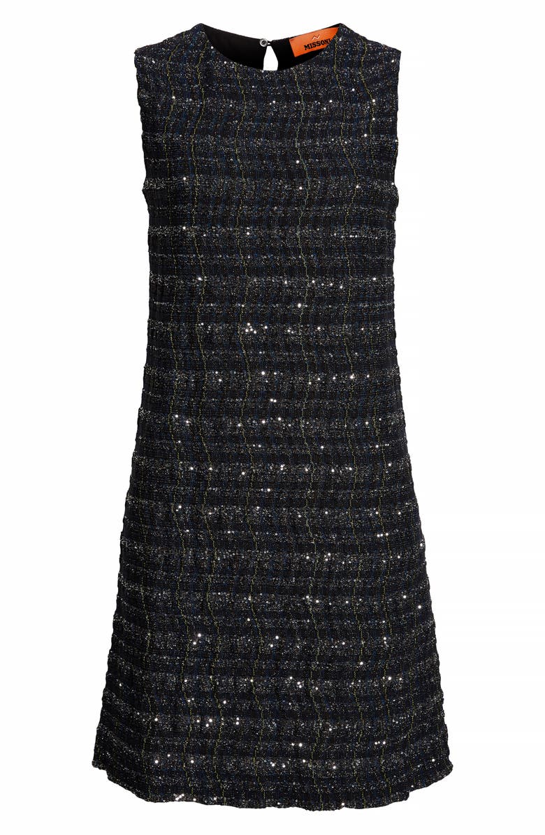 Missoni Sequin Check Sheath Dress, Alternate, color, Blue Tones