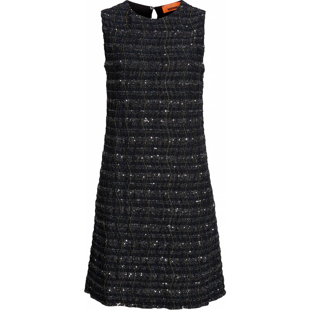 Missoni Sequin Check Sheath Dress In Blue