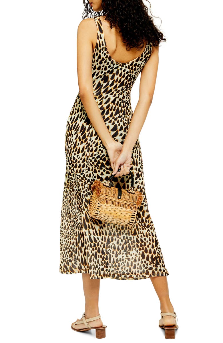 Topshop Animal Print Midi Dress, Alternate, color, 