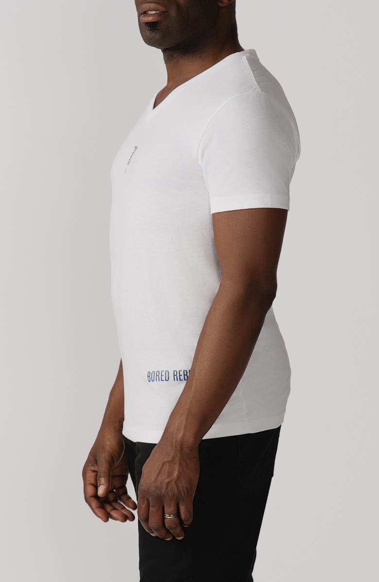 BORED REBEL Groom V-Neck Graphic Undershirt, Alternate, color, White