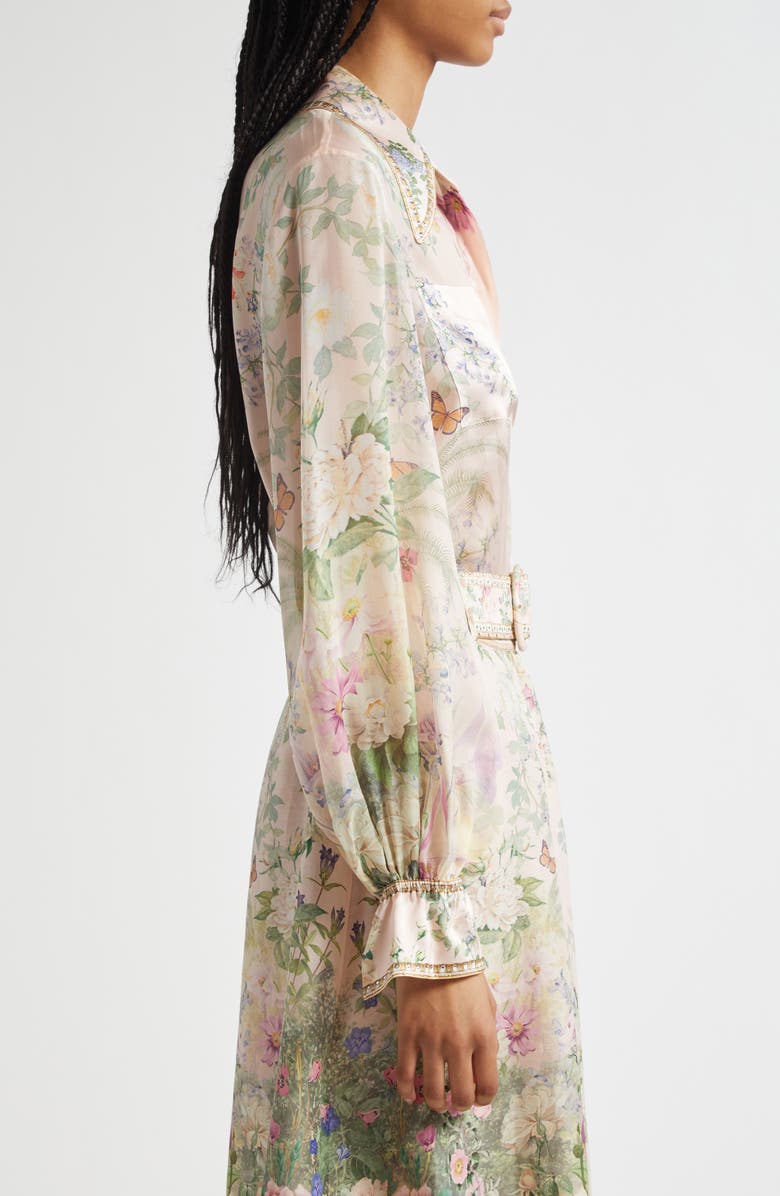 Camilla Curved Collar Silk Chiffon Shirt, Alternate, color, Palacio Playground