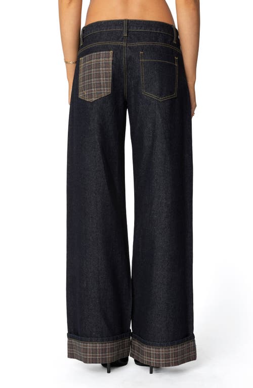 EDIKTED EDIKTED PLAID CUFF WIDE LEG JEANS