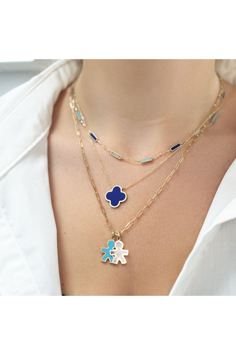 Extra Large Lapis Single Clover Necklace, Alternate, color, Lapis