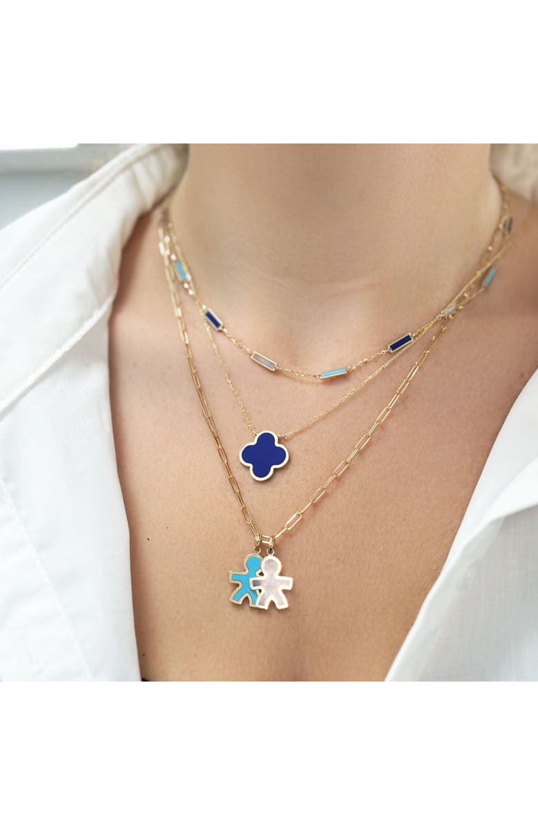 The Lovery Fine Jewelry Extra Large Lapis Single Clover Necklace, Alternate, color, Lapis