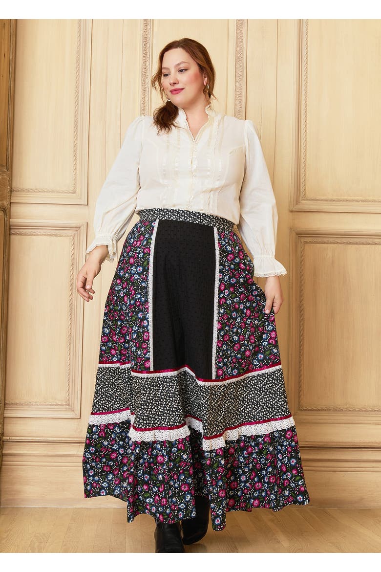 Melissa Vintage Style Cotton Maxi Skirt, ModCloth x Gunne Sax, Alternate, color, Enchanting Bloom