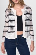 DKNY Striped Openwork Cardigan