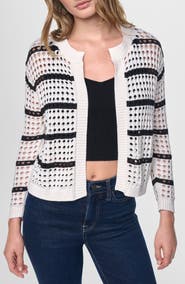 DKNY Striped Openwork Cardigan