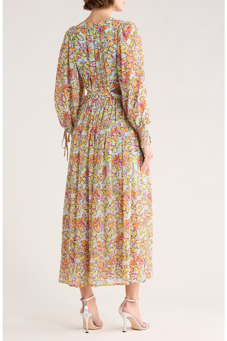 Risofa Long Sleeve Maxi Dress, Alternate, color, IMPRIME HIBISCUS ORANGE/ BLEU