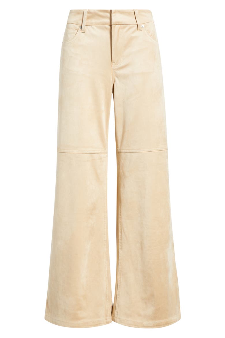 High Waist Wide Leg Faux Suede Jeans, Alternate, color, CHAMPAGNE