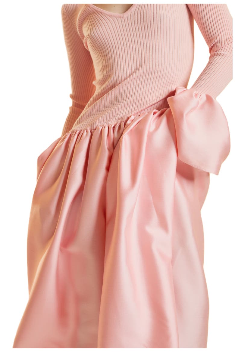 Rib Knit Silk Wool Combo Dress, Alternate, color, Pink