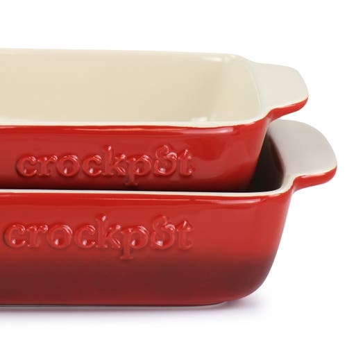 Crock-pot Crock Pot Artisan 2 Piece Stoneware Bake Pans In Gradient Red In Red