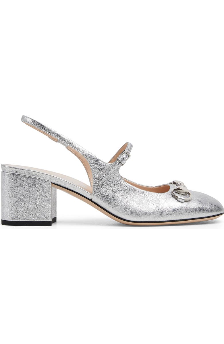 Gucci Horsebit Metallic Mary Jane Slingback Pump, Alternate, color, 040 Argento