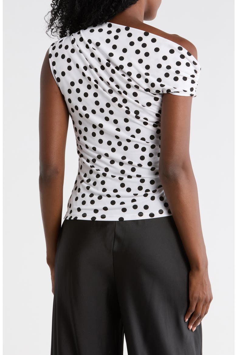 Asymmetric One-Shoulder Top, Alternate, color, WHITE/ BLACK