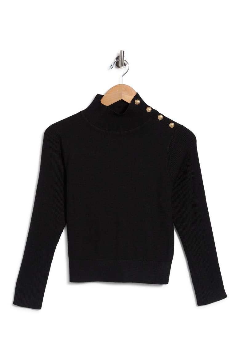 Kamdyn Mock Neck Rib Sweater, Main, color, BLACK/ GOLD
