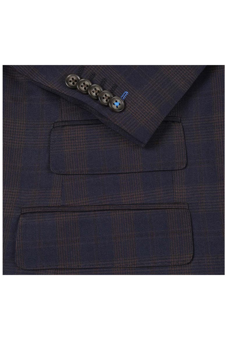 Plaid Two Button Peak Lapel Suit, Alternate, color, BLUE
