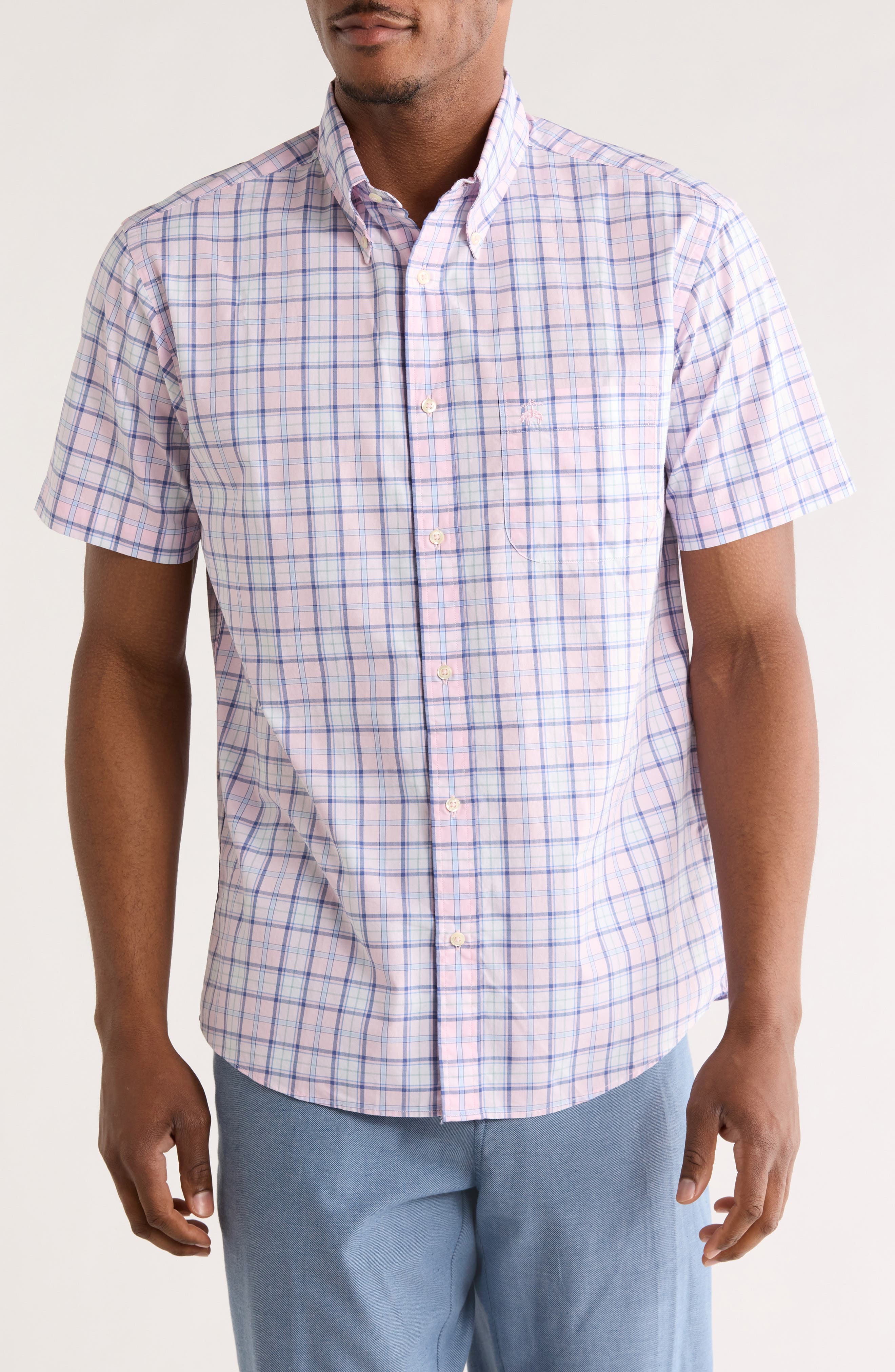 Brooks Brothers Sport Fit Plaid Short Sleeve Button-Down Shirt
