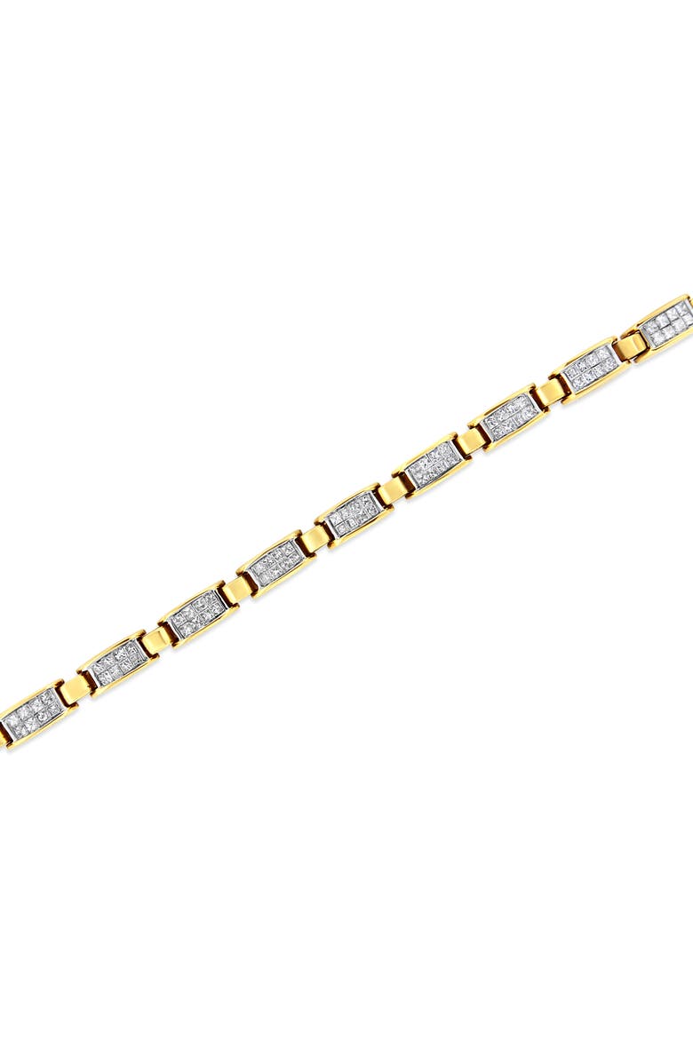 14K Yellow Gold 2 1/2 Cttw Princess-Cut Diamond Link Tennis Bracelet - 7.25", Alternate, color, Yellow