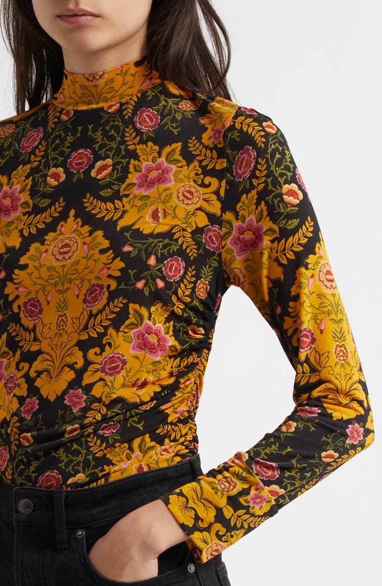 FARM Rio Arabesque Floral Mock Neck Jersey Top, Alternate, color, 