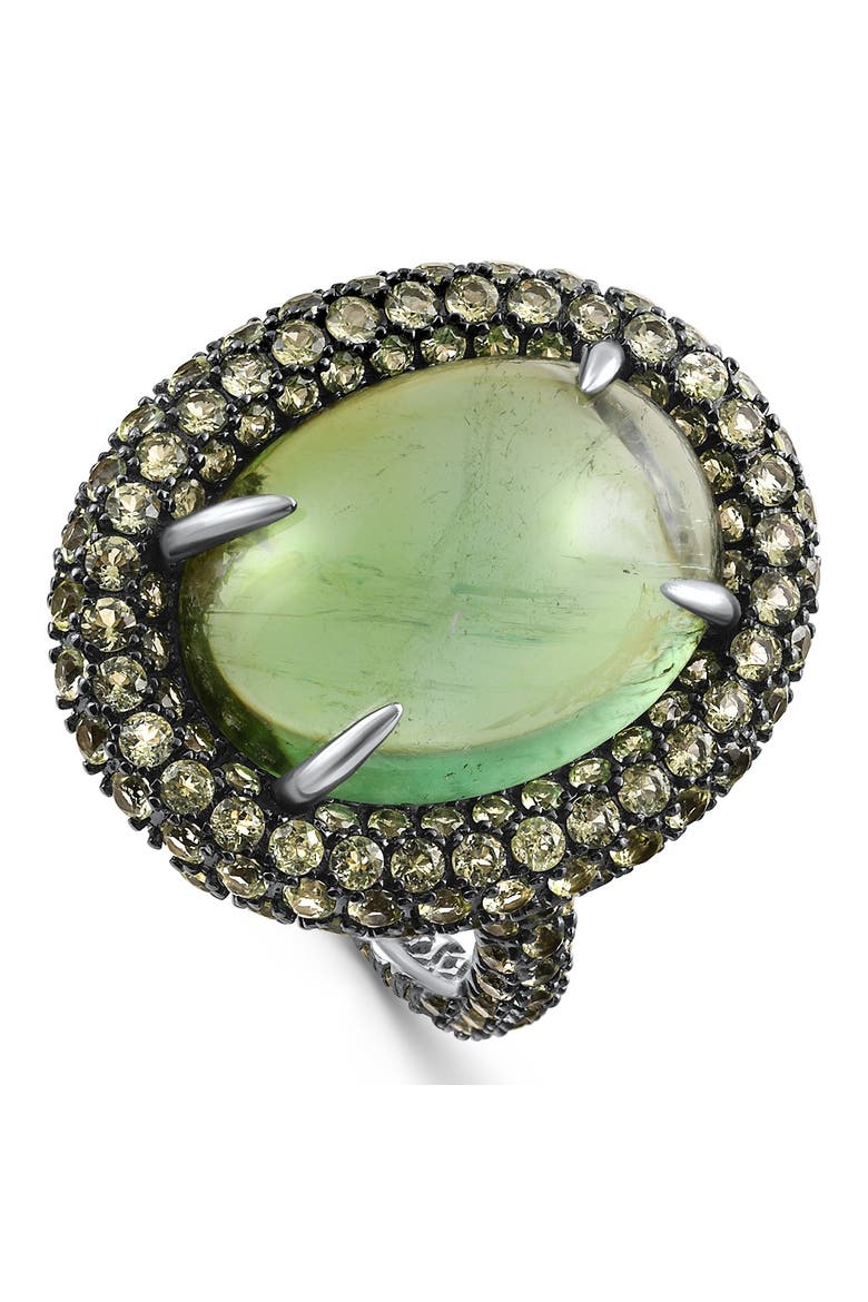 12.21Ct Peridot & Green Tourmaline Heirloom Ring 14k Gold, Alternate, color, 14k White Gold