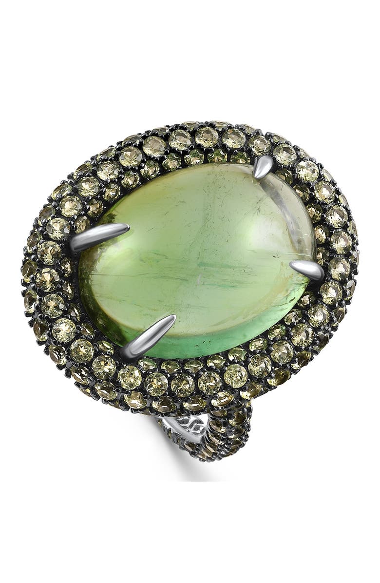 Bliss Diamond 12.21Ct Peridot & Green Tourmaline Heirloom Ring 14k Gold, Alternate, color, 14K White Gold