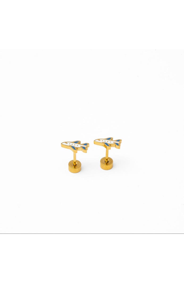 Pip Pop Airplane Stud Earrings, Alternate, color, White