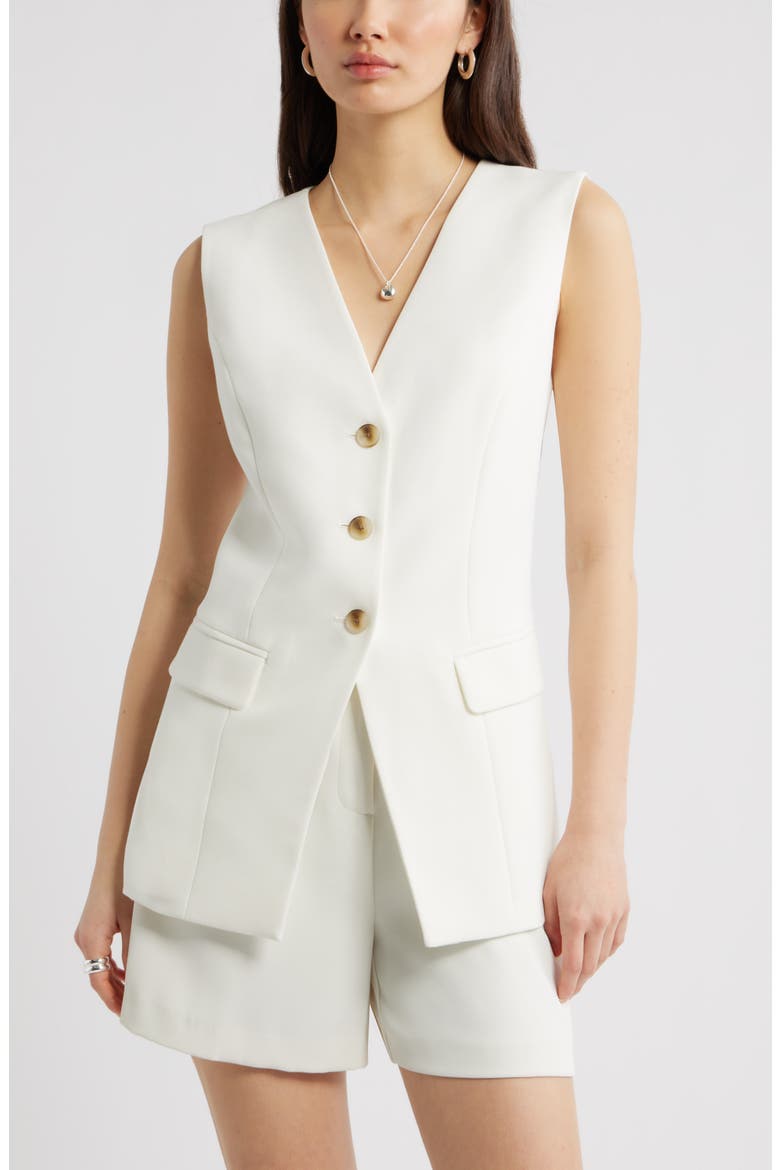 The Icon Collarless Vest, Main, color, IVORY