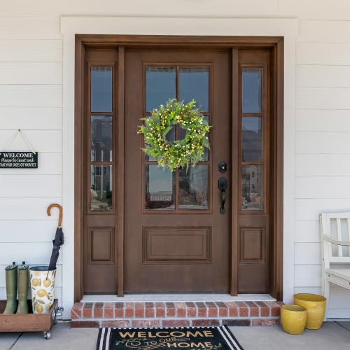 Northlight Berry And Crabapple Fern Foliage Spring Wreath In Green