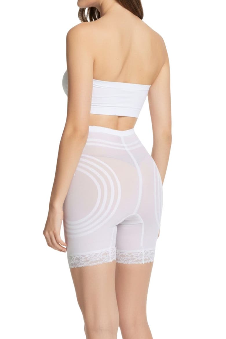 Firm  No Roll Breathable High Waist Thigh Slimmer Shaper, Alternate, color, White