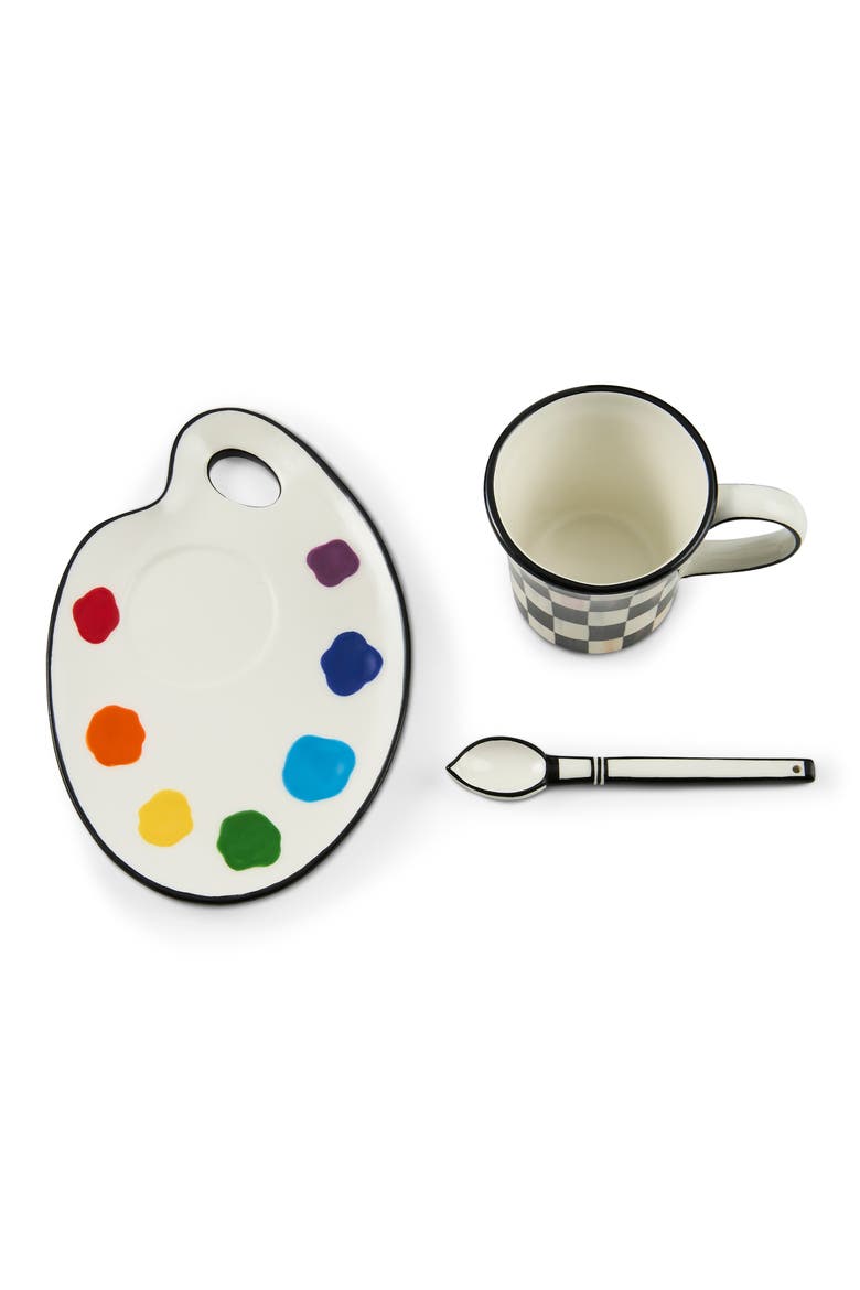 Artist Palette Mug & Saucer Set, Alternate, color, BLACK