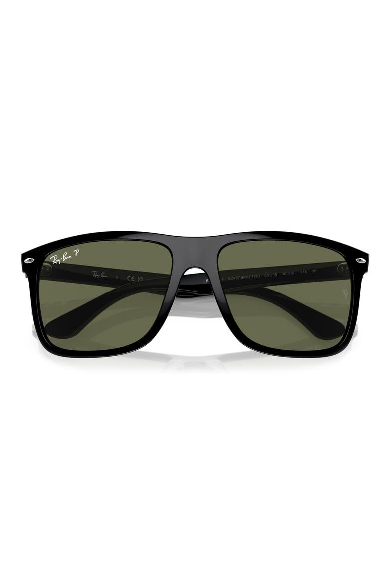60mm Polarized Square Sunglasses, Alternate, color, BLACK / POLAR GREEN