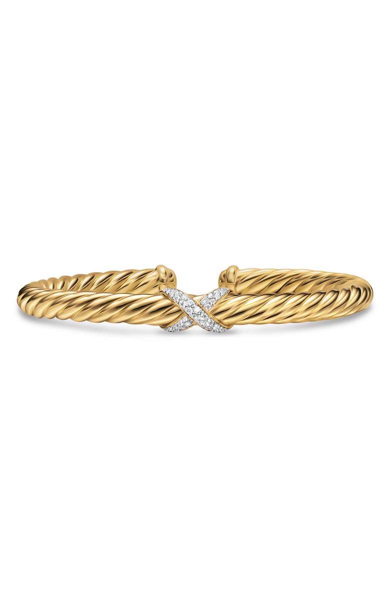 David Yurman Cablespira<sup>®</sup> Flex Diamond X Bracelet, 6mm, Main, color, Gold
