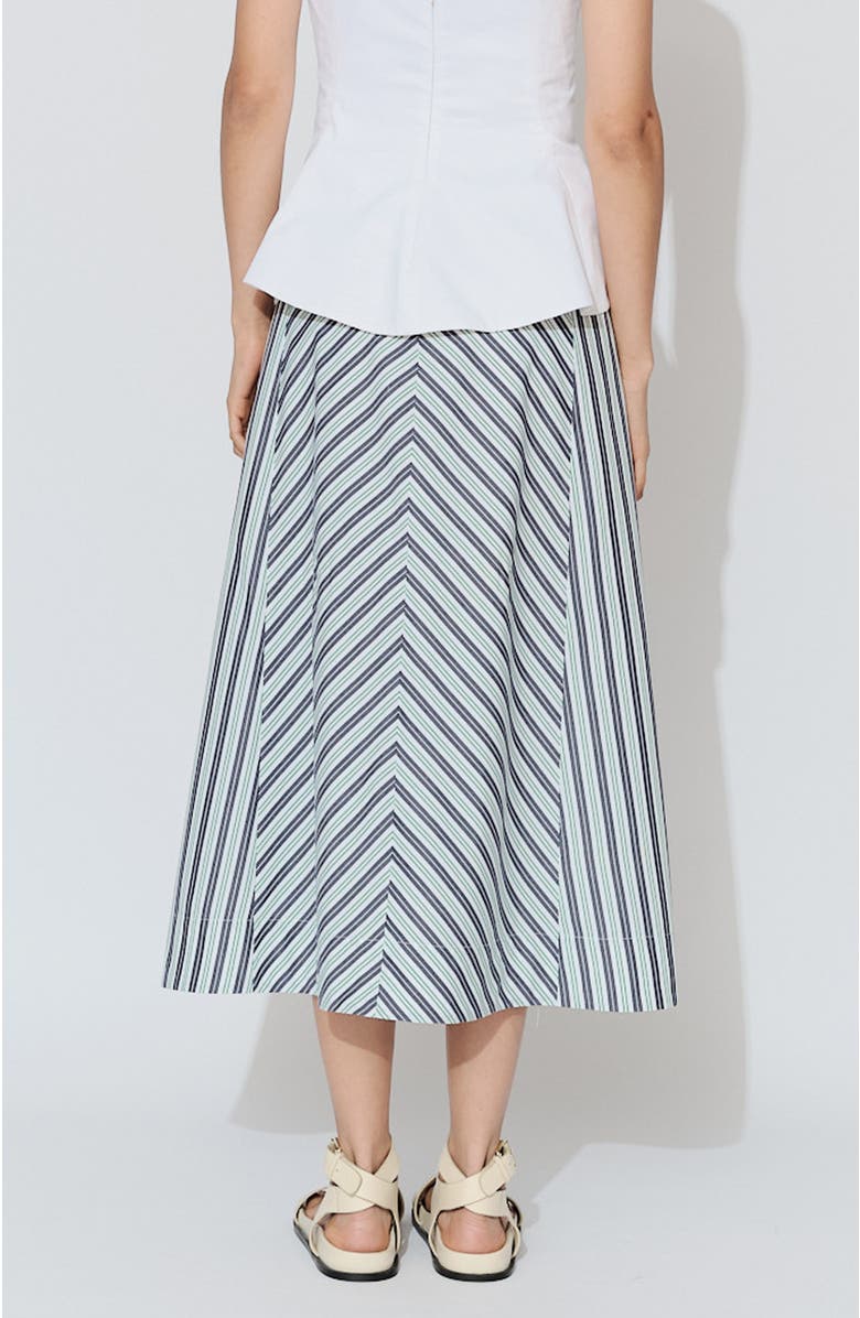 De Loreta Jutiapa Panelled A-Line Cotton Midi Skirt, Alternate, color, Mil Rayas Verde Print