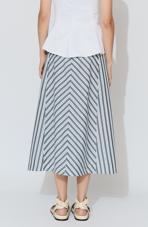De Loreta Jutiapa Panelled A-line Cotton Midi Skirt In Blue