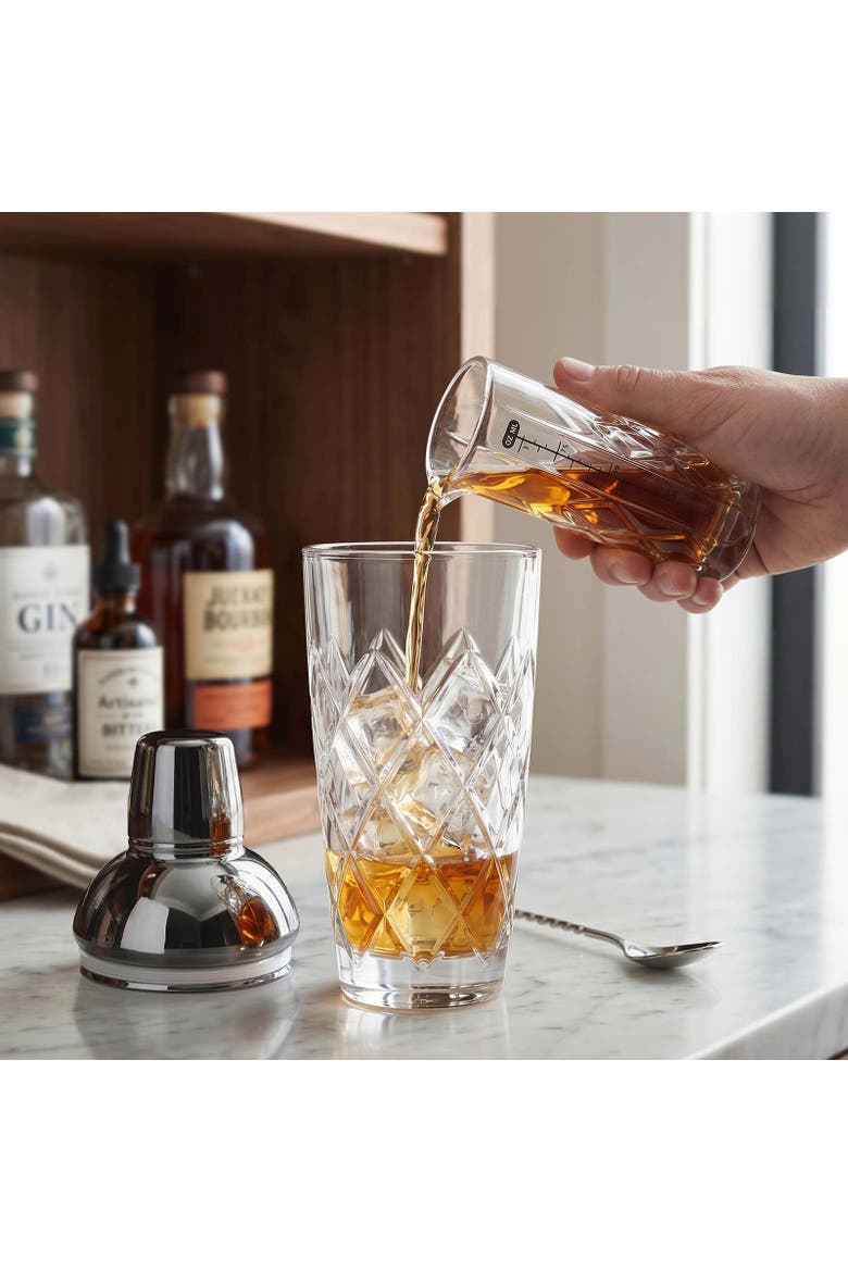 Yarai Glass Cocktail Shaker & Jigger Set, Alternate, color, Black Chrome