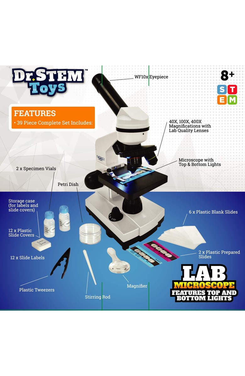 Dr. STEM Toys Lab Microscope Kit, 39pc, Kids 8+, Alternate, color, Multicolored