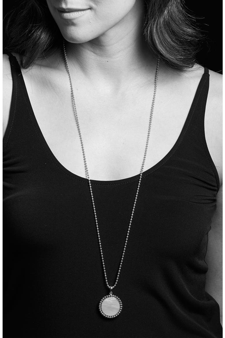 Maya Large Circle Pendant Necklace, Alternate, color, SILVER/ TURQUOISE