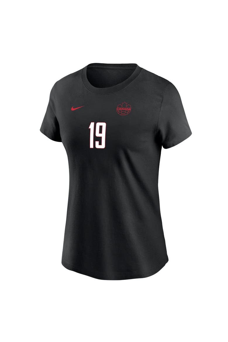 Women's Nike Alphonso Davies Black Canada Soccer Away Name & Number T-Shirt, Alternate, color, Black