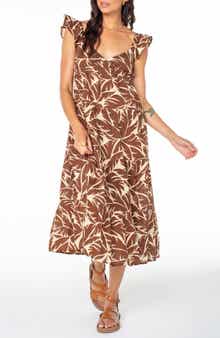 Roxy Palmy Days Tiered Cotton Midi Dress